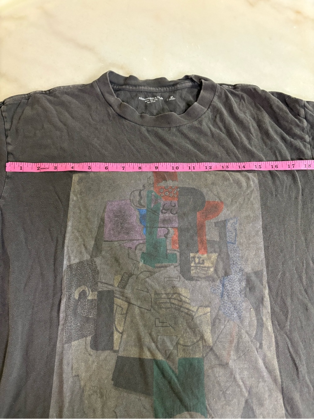 Abercrombie & Fitch Black Short Sleeve Graphic Tee with Multicolor Print - Picture 2 of 5